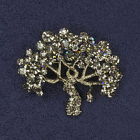 Брошка Дерево сірі стрази золотистий метал 39х32мм+- купити біжутерію дешево оптом в інтернеті