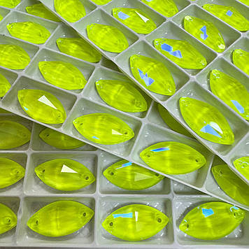 Пришивні човники скло Lux, колір Neon Yellow Delight, 9x18мм, 1шт