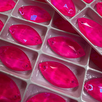 Пришивні човники скло Lux, колір Neon Rose Delight, 9x18мм, 1шт
