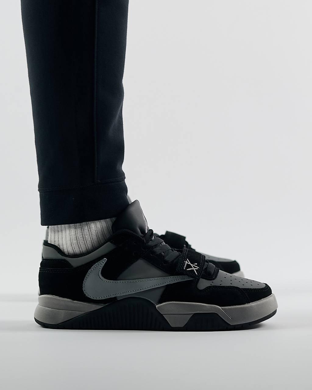 Чоловічі шкіряні кросівки Nike Air Jordan x Travis Scott "Cut The Check" Grey Black, кеди Найк. Чоловіче взуття