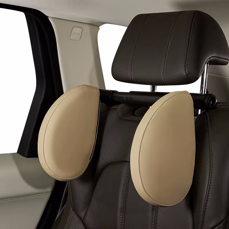 Подушка підголівник у машину для шиї під голову в дорогу для подорожей Беж, фото 1