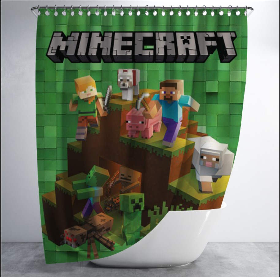 Штора для ванної в душ з принтом "Гра, герої, персонажі, Minecraft" 150х200 см.
