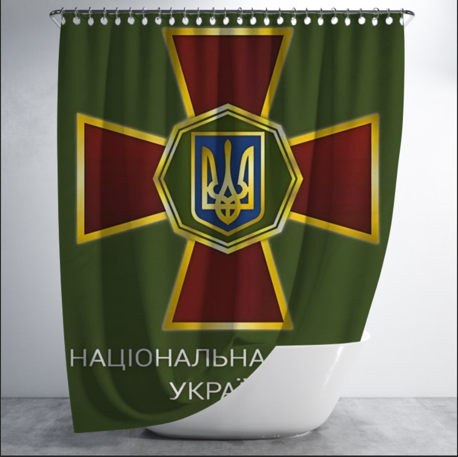 Штора для ванної з принтом "Український піксель, тризуб України, патріотичний, хакі, гвардія" 150х200 см.