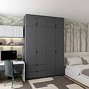 Шафа двостулкова чотиридверна для одягу 16 см, шафа з ящиками та антресолю спальню Лукас Doros