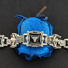 Браслет чоловічий Буйволи, срібло 925, золото 585/750