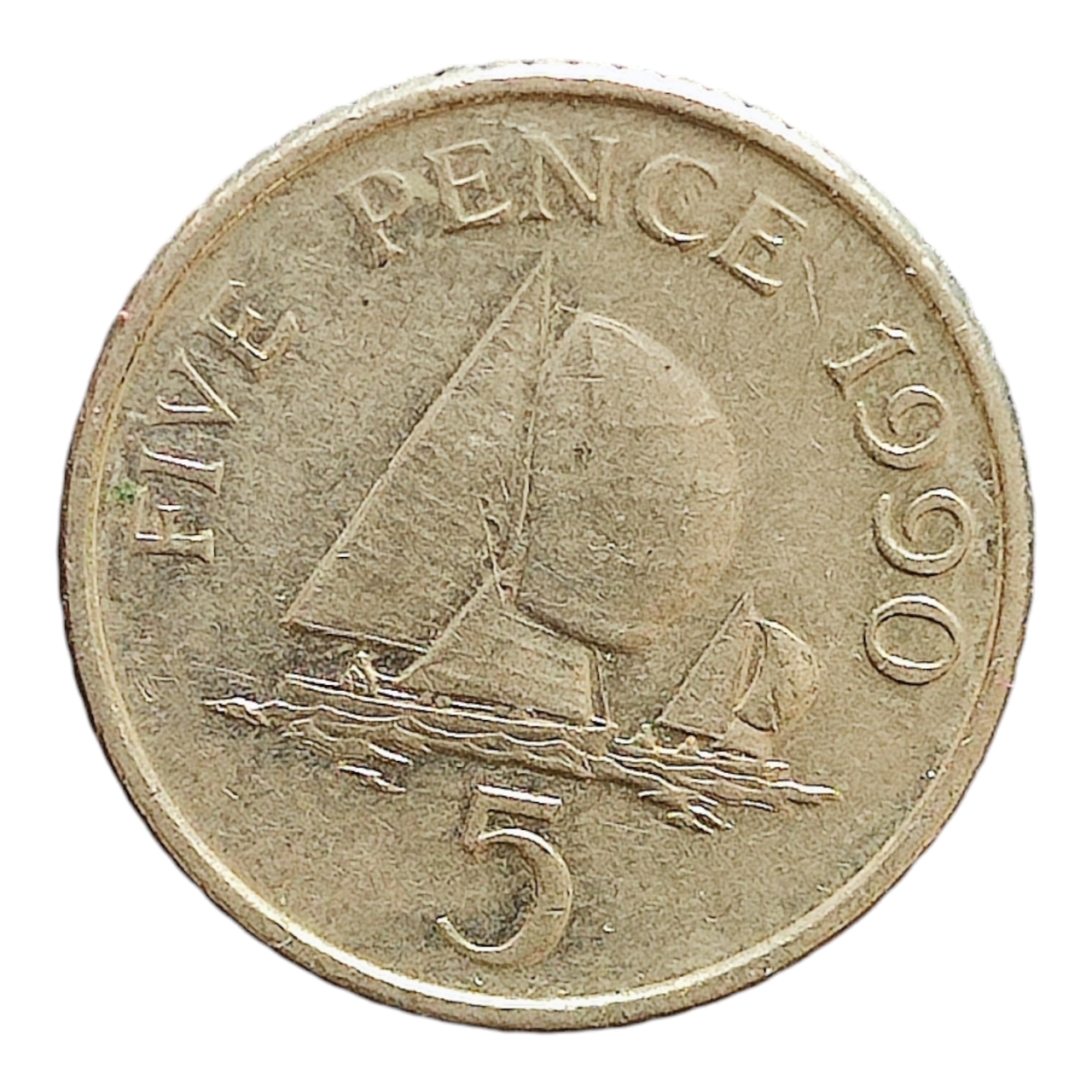 Гернсі 5 пенсів, 1990 Малий розмір: 18 мм, 3.2 г