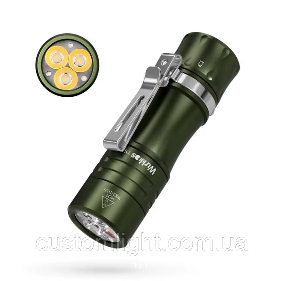 Ліхтарик Wurkkos TS10 green 3* CSP 4000k + 3* Aux LED red, 1400Lm