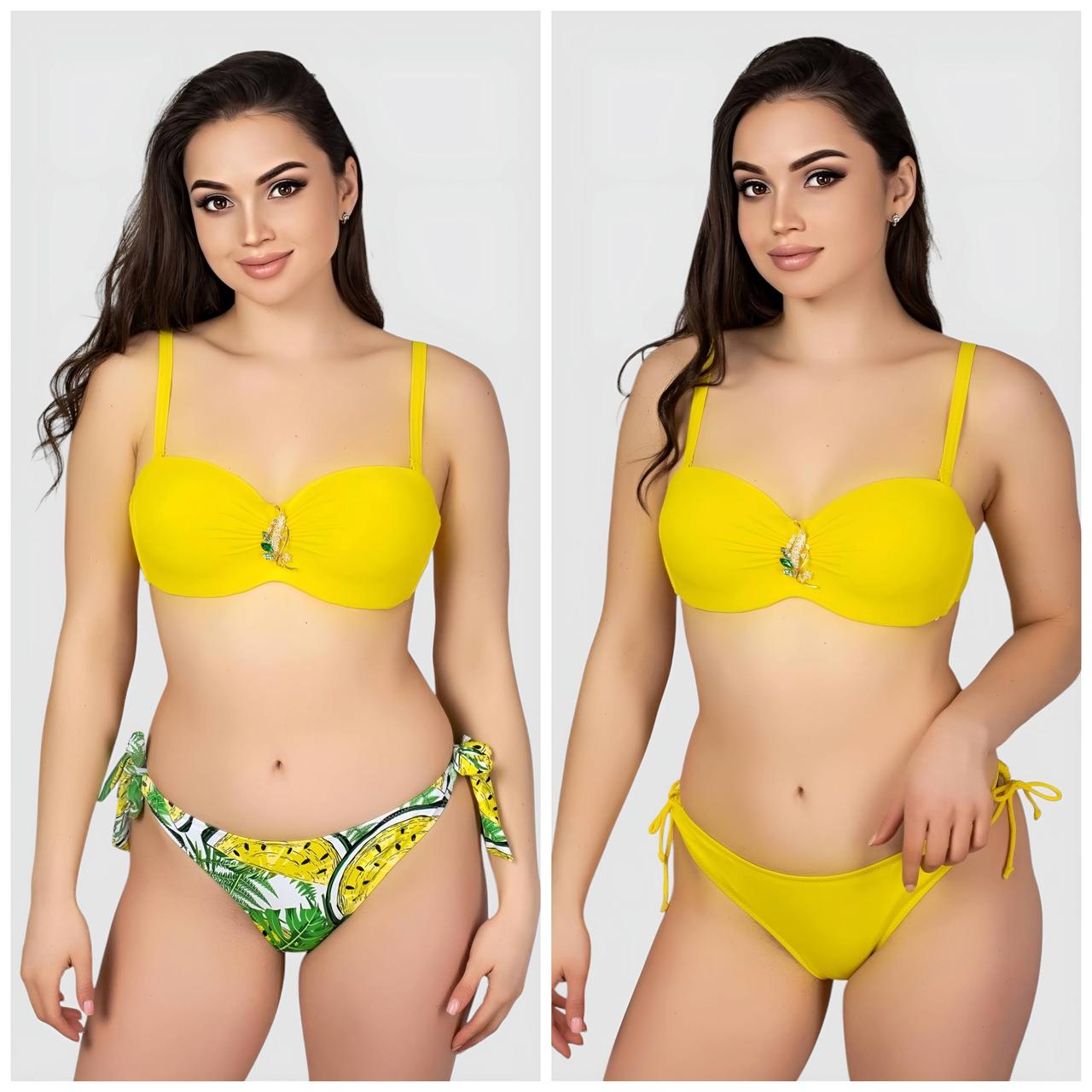 Купальник трійка з бразилиана і звичайними плавками Sisianna 53415 жовтий на 42 44 46 розмір