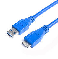 Кабель підключення USB-3.0 - micro-USB-type B синій 1 метр