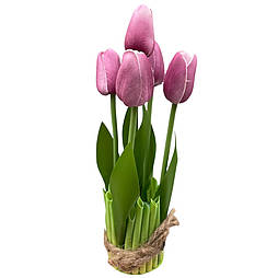 Штучний латексний тюльпан пучок 5 шт бузковий 26 см