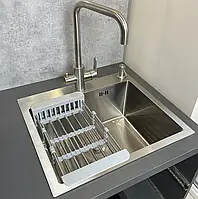 Мойка кухонная Mixxus Handmade 50*50 см, толщиной 3.0/0.8. (+смеситель c подключением +дозатор + корзина +