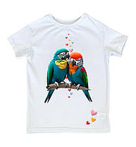 Футболка з папугами та серцями, Україна, подарунок на 14 лютого