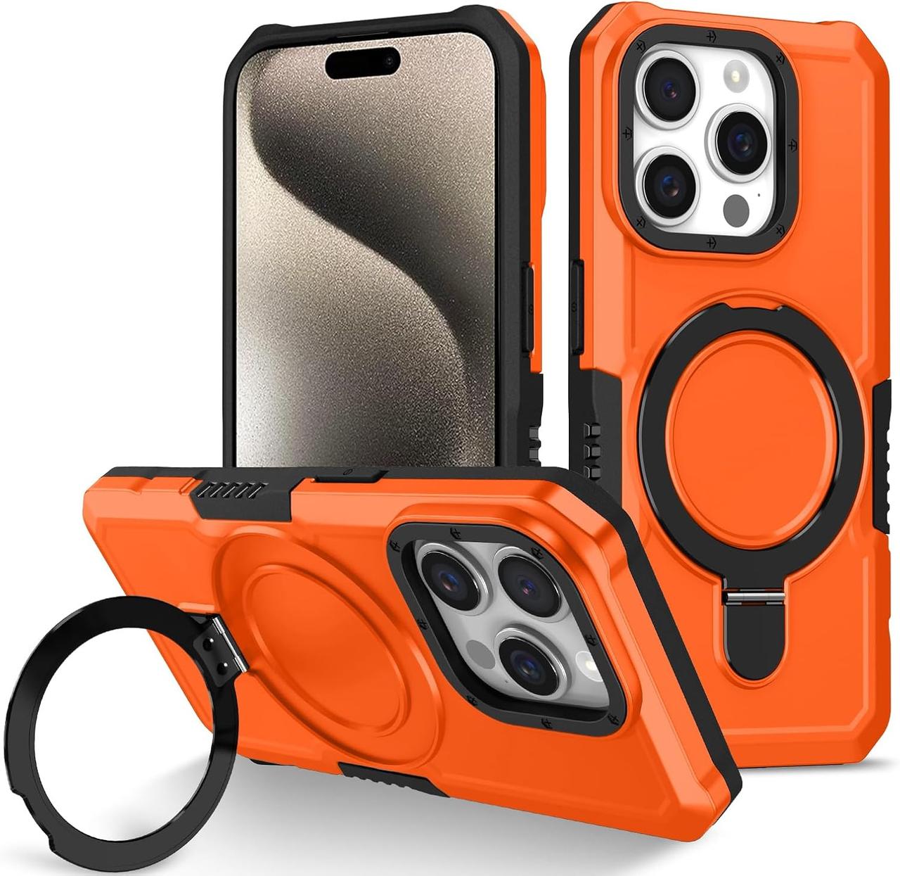 Протиударний чохол Pivot для iPhone 16 Pro з кільцем підставкою жовтогарячий