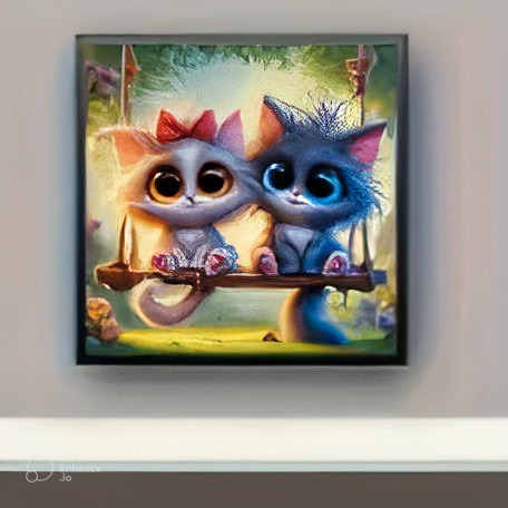 Набір для творчості 5D алмазна мозаїка "Два милих котика дівчинка і хлопчик", повний комплект, 20x20 см, фото 1