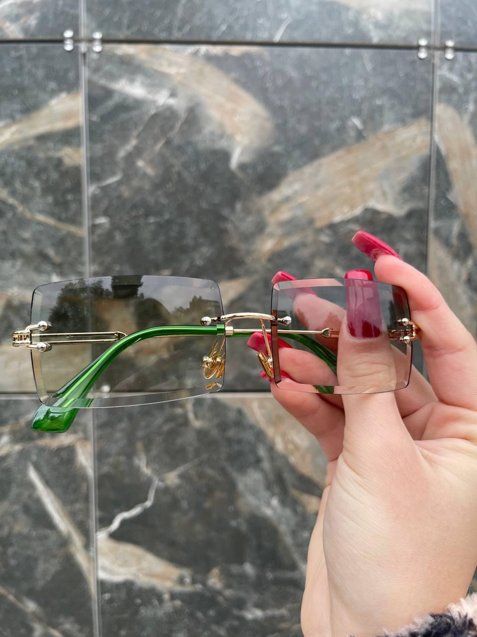 Сонцезахисні окуляри без оправи квадратні Глорія колір зелений