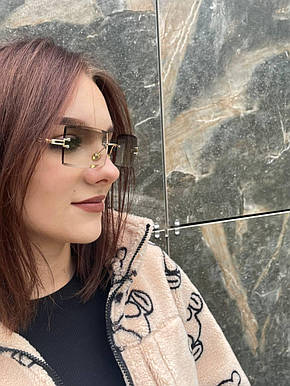 Сонцезахисні окуляри без оправи квадратні Глорія колір зелений, фото 3