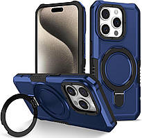 Протиударний чохол Pivot для iPhone 16 Pro з кільцем підставкою синій