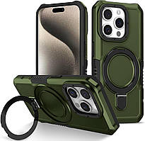 Протиударний чохол Pivot для iPhone 16 Pro з кільцем підставкою хакі