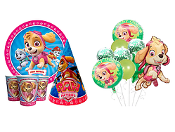 Комплект посуду та набір куль "Щенячий патруль, Скай"