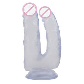 Фалоїмітатор подвійний Chisa Hi-Rubber на присоску, прозорий