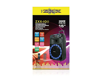Акустична переносна колонка ZXX-1011/ 8586 800Вт 15" 45х72х36см USB/SD/FM/BT/2MIC/ДК (1)