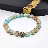 Браслет з натурального каменю 8 мм шоушан (ShouShan) та вставкою IC XC NIKA, фото 2