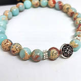 Браслет з натурального каменю 8 мм шоушан (ShouShan) та вставкою IC XC NIKA, фото 3