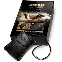 Ароматизатор - кожаний мешок Areon" Leather Collection Gold Star (Золото) Квітково-мускатний аромат