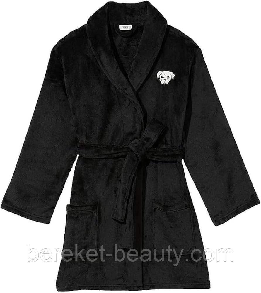 Халат PINK Fluffy Robe (BLACK) M/L