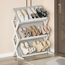 Стелаж для взуття з регульованими полицями, розкладна етажерка в передпокій на 3 яруси (DF024-3GW)