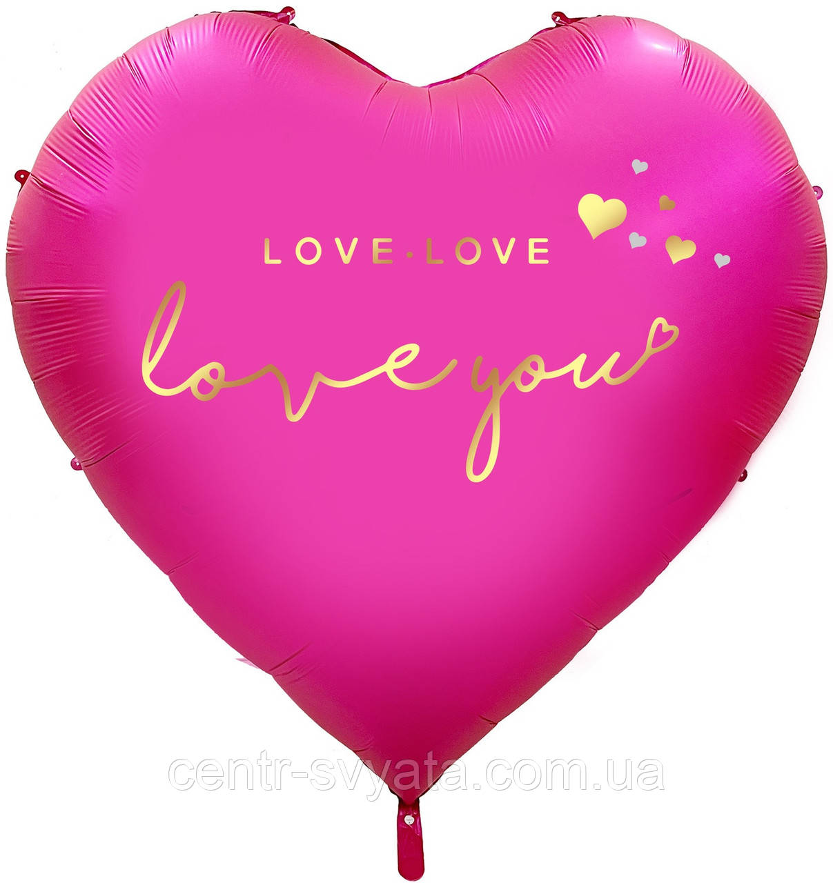 Фольгована кулька КНР 64"(162х154 см) Серце гігант "LOVE.LOVE love you" сатин фуксія