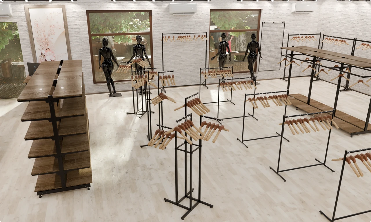 Варіант встановлення обладнання для магазину одягу Варіант встановлення обладнання для магазину одягу