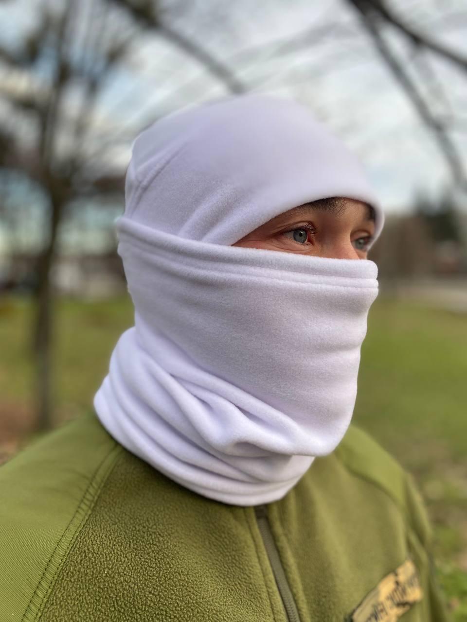 Комплект Шапка та Баф з утяжкою Матеріал Фліс Колір Білий, фото 1