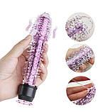 Жіночий силіконовий м'який вібратор, вібратор гелевий ребристий, вагінально- анальний вібратор з вусиками, фото 4