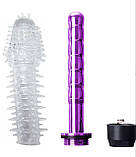 Жіночий силіконовий м'який вібратор, вібратор гелевий ребристий, вагінально- анальний вібратор з вусиками, фото 3