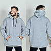 Чоловіча тепла спортивна кофта худі з капюшоном та кишенею попереду, норма та батал великі розміри, фото 6