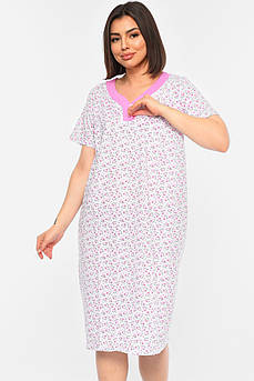 Нічна сорочка жіноча напівбатальна білого кольору з принтом р.48 196285M