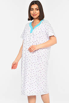Нічна сорочка жіноча батальна білого кольору з принтом р.50 196286M