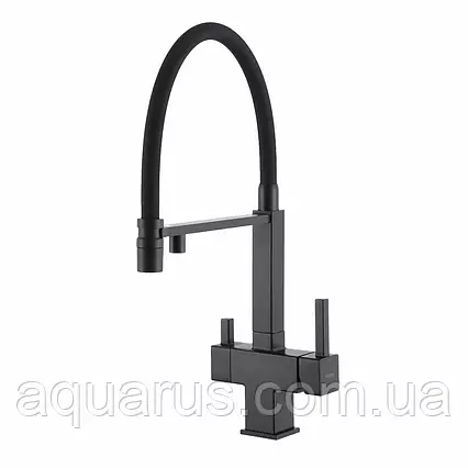 Змішувач для кухні під осмос GAPPO G4395-56 з гнучким виливом, чорний, фото 1