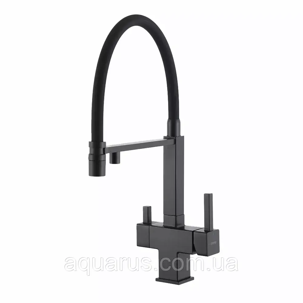 Змішувач для кухні під осмос GAPPO G4395-56 з гнучким виливом, чорний