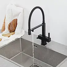 Змішувач для кухні під осмос GAPPO G4395-56 з гнучким виливом, чорний, фото 4