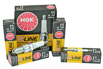 Свічки запалювання 2110-12, 1117-19, 2170-72 V-Line 13 з резистором (8 кл) (к-кт 4 шт) NGK
