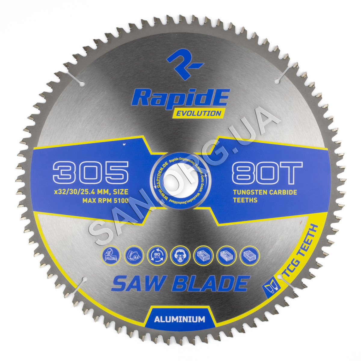 Пильний диск по Алюмінію RapidE 305х32/30/25,4х80Т Aluminium Basic Series