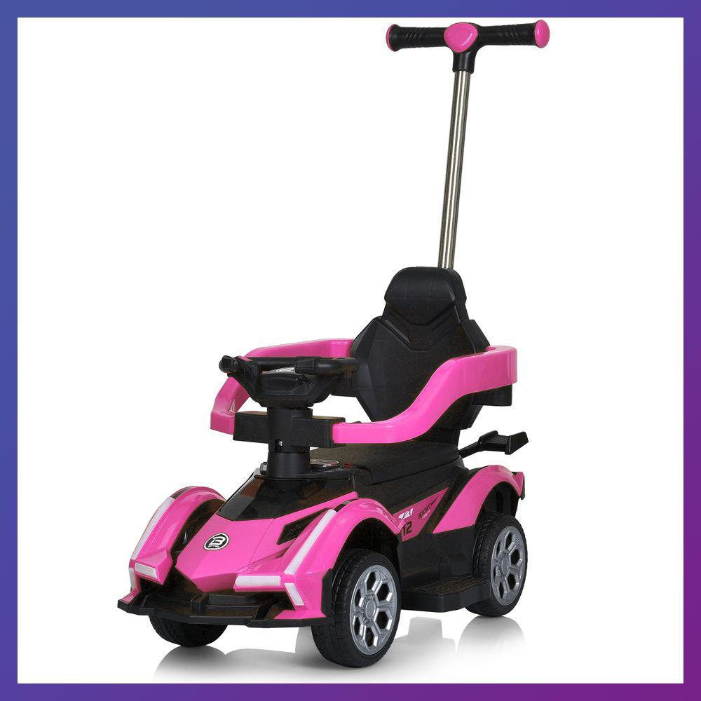 Дитяча електромобіль- каталка толокар 3 в 1 з батьківською ручкою Lamborghini M 5781 Рожевий, фото 1