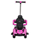 Дитяча електромобіль- каталка толокар 3 в 1 з батьківською ручкою Lamborghini M 5781 Рожевий, фото 3