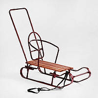 Дитячі санки "Королівські" гойдальні з переставною ручкою-штовхачем Бордові + ВЕООСЗОР Бордовий ORG