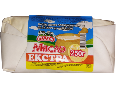 Масло солодковершкове 82.5% ТМ Еталон у пергаменті 0,25 кг