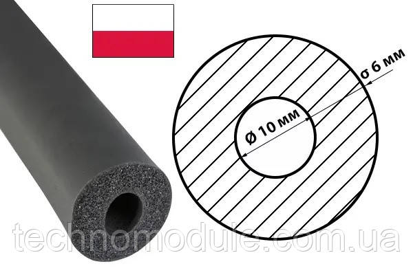 Каучукова теплоізоляція для труб Insul Tube 10*6 (2м)