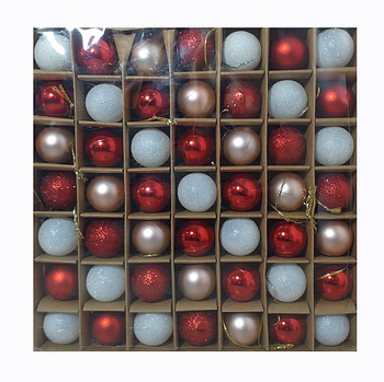 Набір ялинкових новорічних кульок із пластику 3 см, 49 шт (KG-12470)