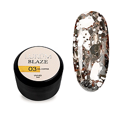 Гель для дизайну Lukum Blaze Gel №03 Copper глянцевий з мідними блискітками без липкого шару, 5 мл